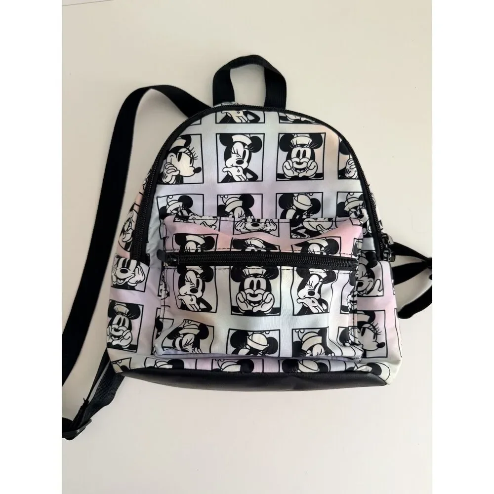 Disney Bioworld Minnie Mouse Mini Backpack Iridescent Pink Black White